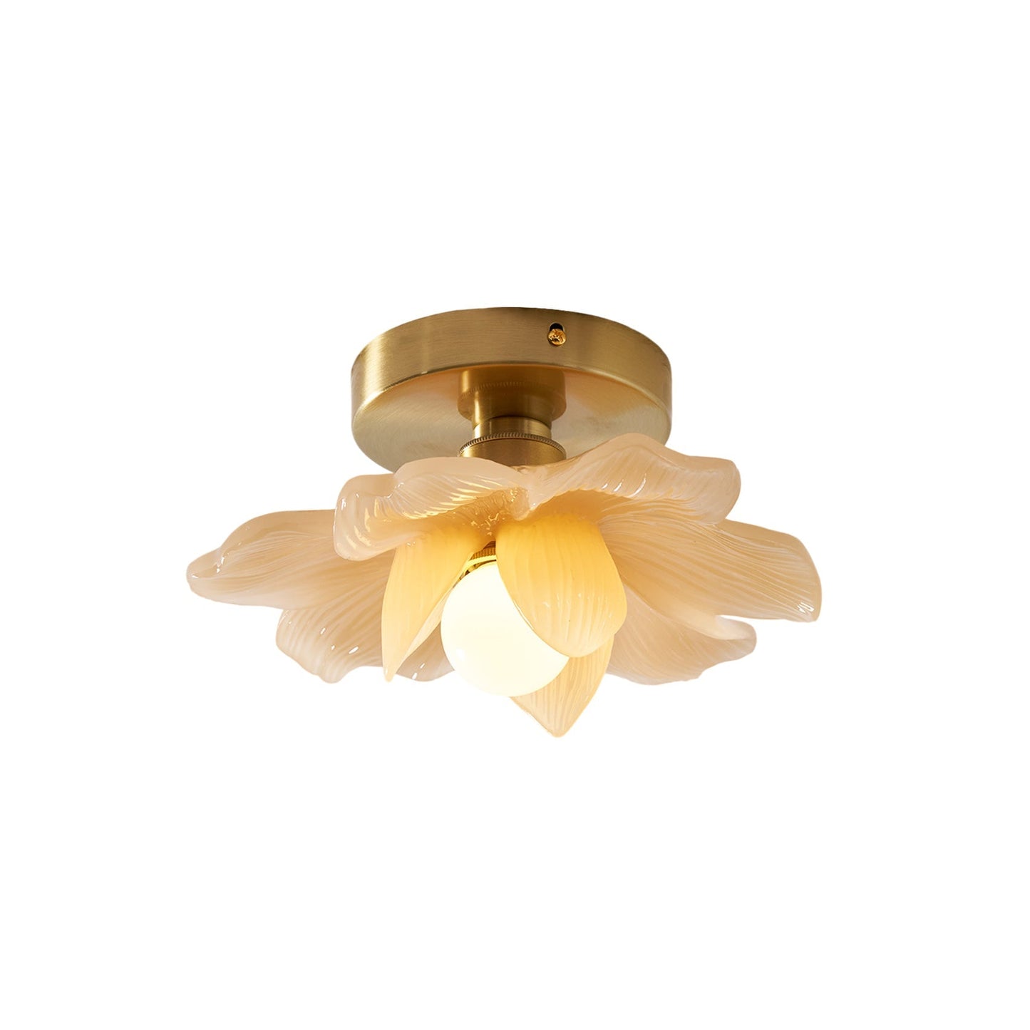 Plafondlamp met Bloesemontwerp in Hars en Messing – Elegante Verlichting voor Slaapkamer en Gang