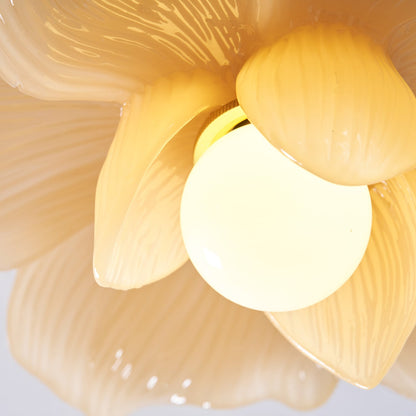 Plafondlamp met Bloesemontwerp in Hars en Messing – Elegante Verlichting voor Slaapkamer en Gang