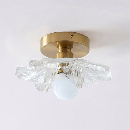 Plafondlamp met Bloesemontwerp in Hars en Messing – Elegante Verlichting voor Slaapkamer en Gang