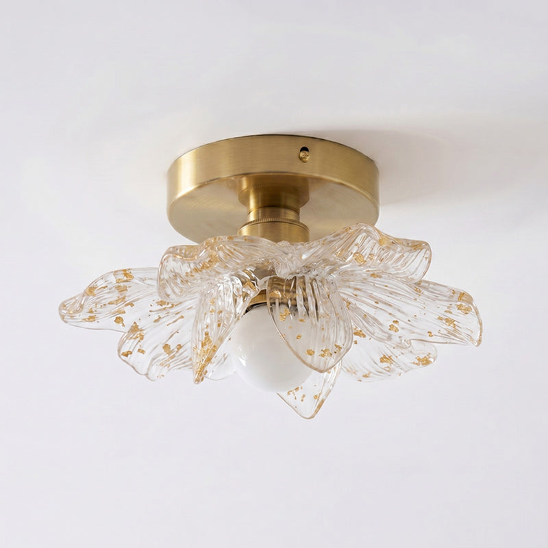 Plafondlamp met Bloesemontwerp in Hars en Messing – Elegante Verlichting voor Slaapkamer en Gang