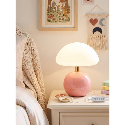 Keramische Tafellamp met Rotomold Kap - Warm Wit LED 3000K - Ø 20 cm - Scandinavische Designlamp