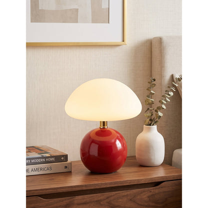 Keramische Tafellamp met Rotomold Kap - Warm Wit LED 3000K - Ø 20 cm - Scandinavische Designlamp
