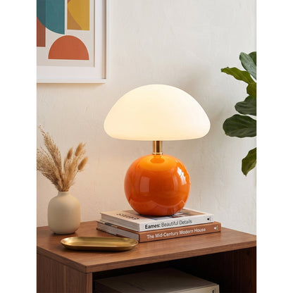 Keramische Tafellamp met Rotomold Kap - Warm Wit LED 3000K - Ø 20 cm - Scandinavische Designlamp
