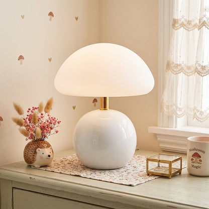 Keramische Tafellamp met Rotomold Kap - Warm Wit LED 3000K - Ø 20 cm - Scandinavische Designlamp