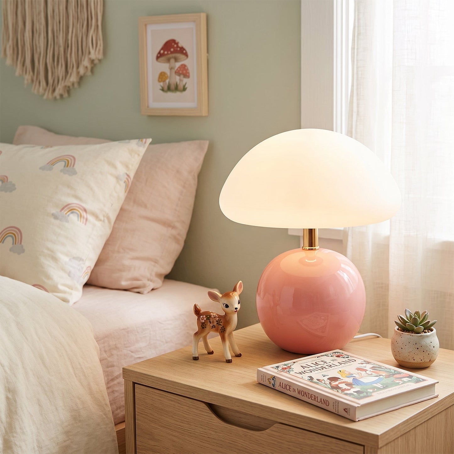 Keramische Tafellamp met Rotomold Kap - Warm Wit LED 3000K - Ø 20 cm - Scandinavische Designlamp