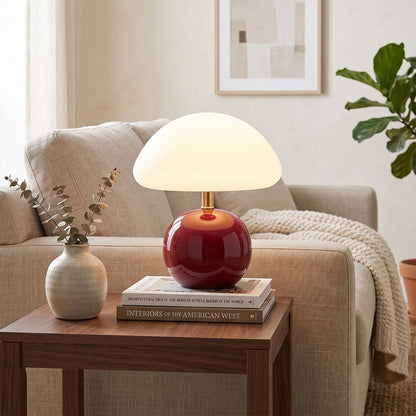 Keramische Tafellamp met Rotomold Kap - Warm Wit LED 3000K - Ø 20 cm - Scandinavische Designlamp