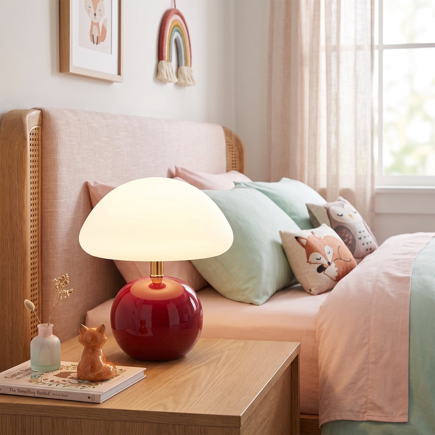 Keramische Tafellamp met Rotomold Kap - Warm Wit LED 3000K - Ø 20 cm - Scandinavische Designlamp