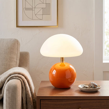 Keramische Tafellamp met Rotomold Kap - Warm Wit LED 3000K - Ø 20 cm - Scandinavische Designlamp
