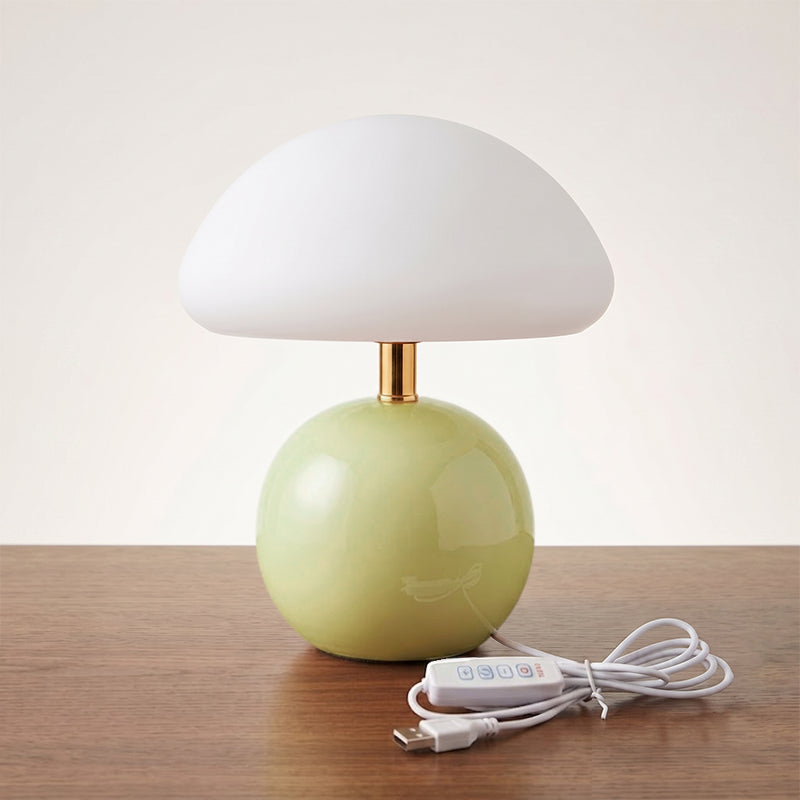 Keramische Tafellamp met Rotomold Kap - Warm Wit LED 3000K - Ø 20 cm - Scandinavische Designlamp