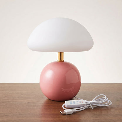 Keramische Tafellamp met Rotomold Kap - Warm Wit LED 3000K - Ø 20 cm - Scandinavische Designlamp