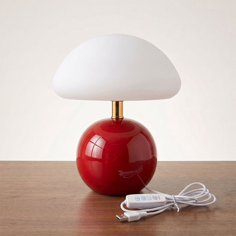 Keramische Tafellamp met Rotomold Kap - Warm Wit LED 3000K - Ø 20 cm - Scandinavische Designlamp