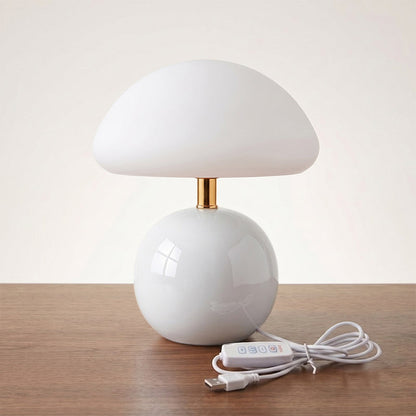 Keramische Tafellamp met Rotomold Kap - Warm Wit LED 3000K - Ø 20 cm - Scandinavische Designlamp