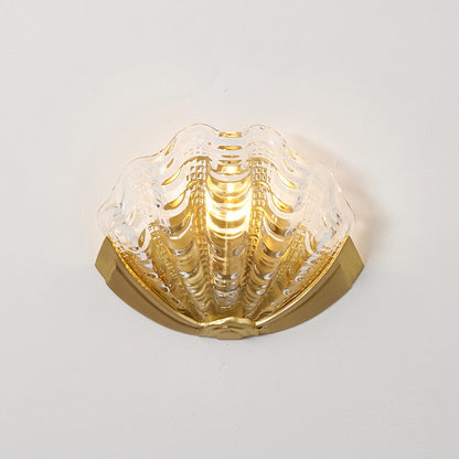 Glazen Wandlamp Schelp Design Messing & Glas Luxe Afwerking voor Gang en Slaapkamer