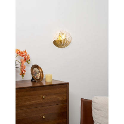 Glazen Wandlamp Schelp Design Messing & Glas Luxe Afwerking voor Gang en Slaapkamer