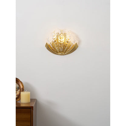 Glazen Wandlamp Schelp Design Messing & Glas Luxe Afwerking voor Gang en Slaapkamer