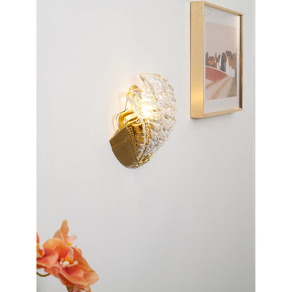 Glazen Wandlamp Schelp Design Messing & Glas Luxe Afwerking voor Gang en Slaapkamer
