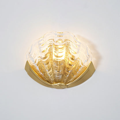 Glazen Wandlamp Schelp Design Messing & Glas Luxe Afwerking voor Gang en Slaapkamer