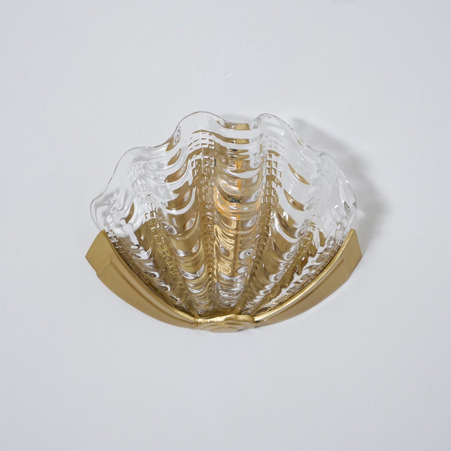 Glazen Wandlamp Schelp Design Messing & Glas Luxe Afwerking voor Gang en Slaapkamer