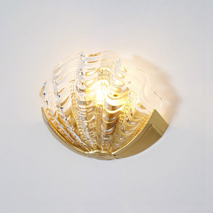 Glazen Wandlamp Schelp Design Messing & Glas Luxe Afwerking voor Gang en Slaapkamer