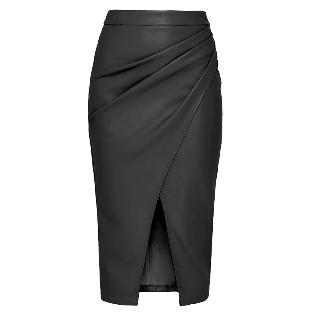 Midi Rok van Leer voor Vrouw