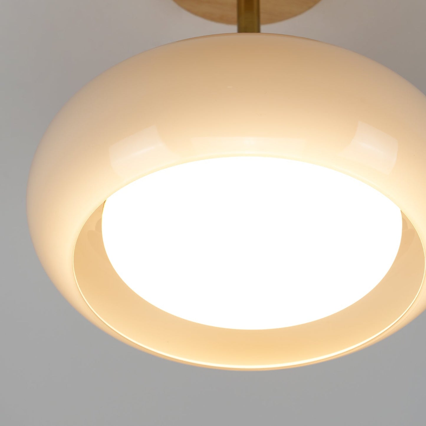 Plafondlamp Glas Hout Wit Oranje Ø28cm Slaapkamer Eetkamer Bauhaus Vintage Plafonnière Mid-Century Retro Sfeerverlichting