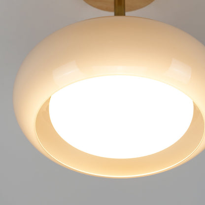 Plafondlamp Glas Hout Wit Oranje Ø28cm Slaapkamer Eetkamer Bauhaus Vintage Plafonnière Mid-Century Retro Sfeerverlichting