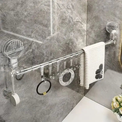 Uitschuifbare Handdoekhouder Edelstaal 60-120cm Zuignappen Badkamer Keuken Haakjes Handdoekstang Telescopisch Zonder Boren