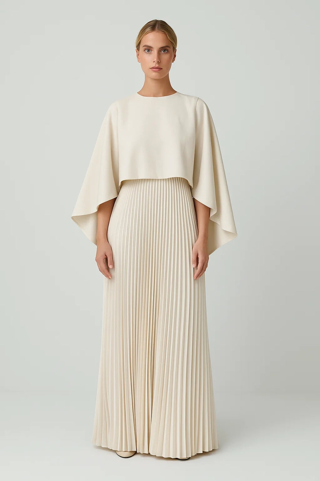 Plisséjurk Met Cape-Mouwen voor Elegante Vrouw - StudioMarella