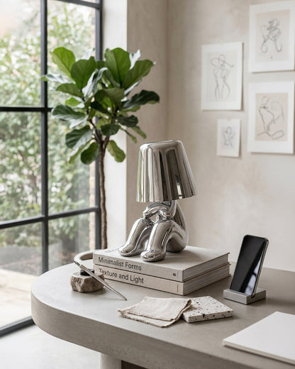Metalen Tafellamp Sculptuur Figuur Sfeerlicht Touch Dimbaar LED Nachtlampje Goud Zilver Modern Design Decoratief