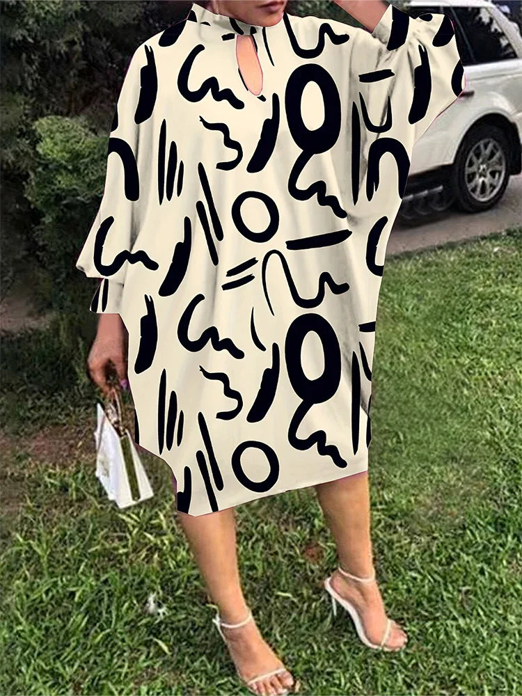 Plus Size Zomerjurk met Skelet Print - StudioMarella