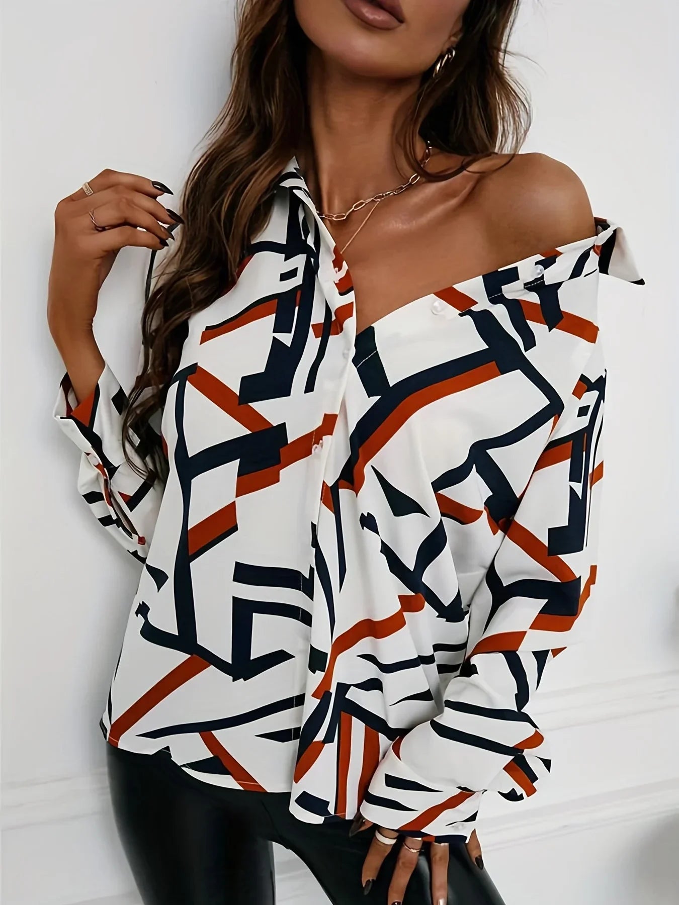 Plus Size Blouse met Geometrische Print