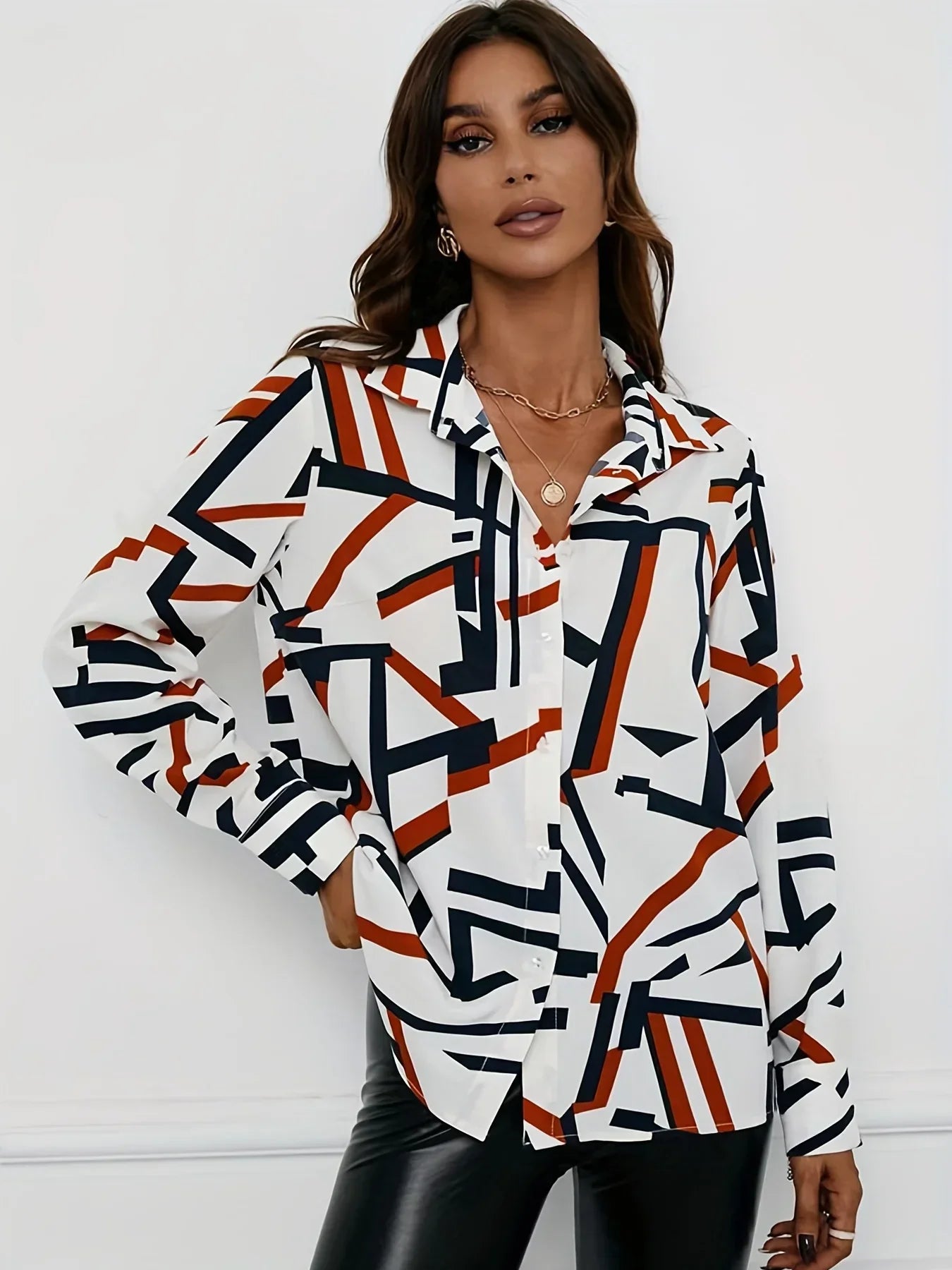 Plus Size Blouse met Geometrische Print