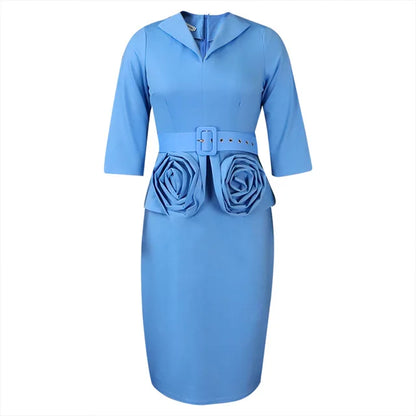 Plus Size Potloodjurk V-hals met Riem Elegante Look