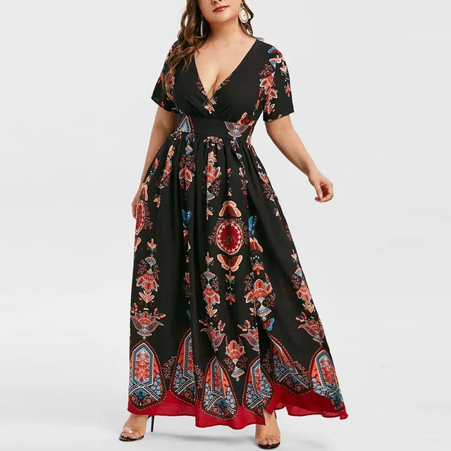 Plus Size Jurk Vlinderprint Lange Mouw Jurk voor Vrouw - StudioMarella