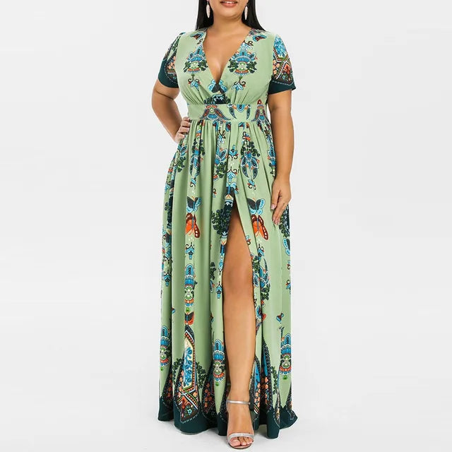 Plus Size Jurk Vlinderprint Lange Mouw Jurk voor Vrouw