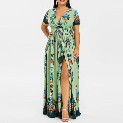 Plus Size Jurk Vlinderprint Lange Mouw Jurk voor Vrouw