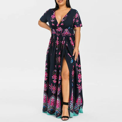Plus Size Jurk Vlinderprint Lange Mouw Jurk voor Vrouw