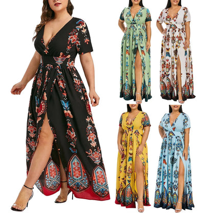 Plus Size Jurk Vlinderprint Lange Mouw Jurk voor Vrouw