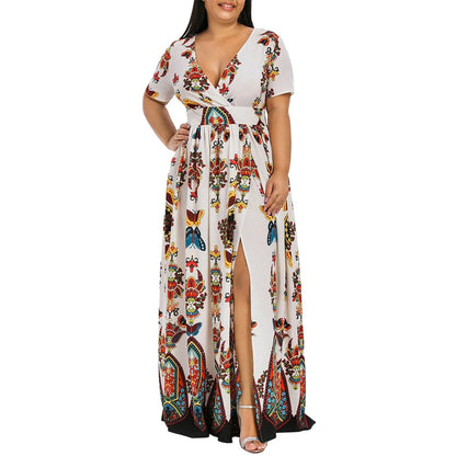 Plus Size Jurk Vlinderprint Lange Mouw Jurk voor Vrouw