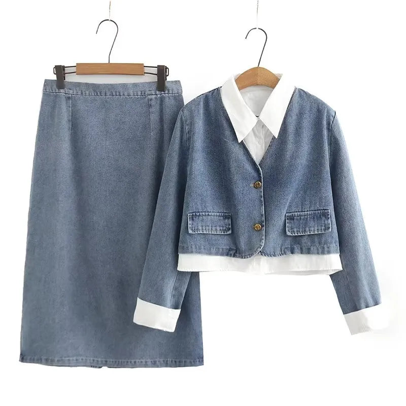 Plus Size Denim Set voor Vrouwen Gegarandeerd Comfort