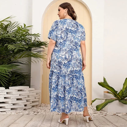Bloemenjurk V-Hals Zomerjurk Luchtige Jurk voor Vrouw