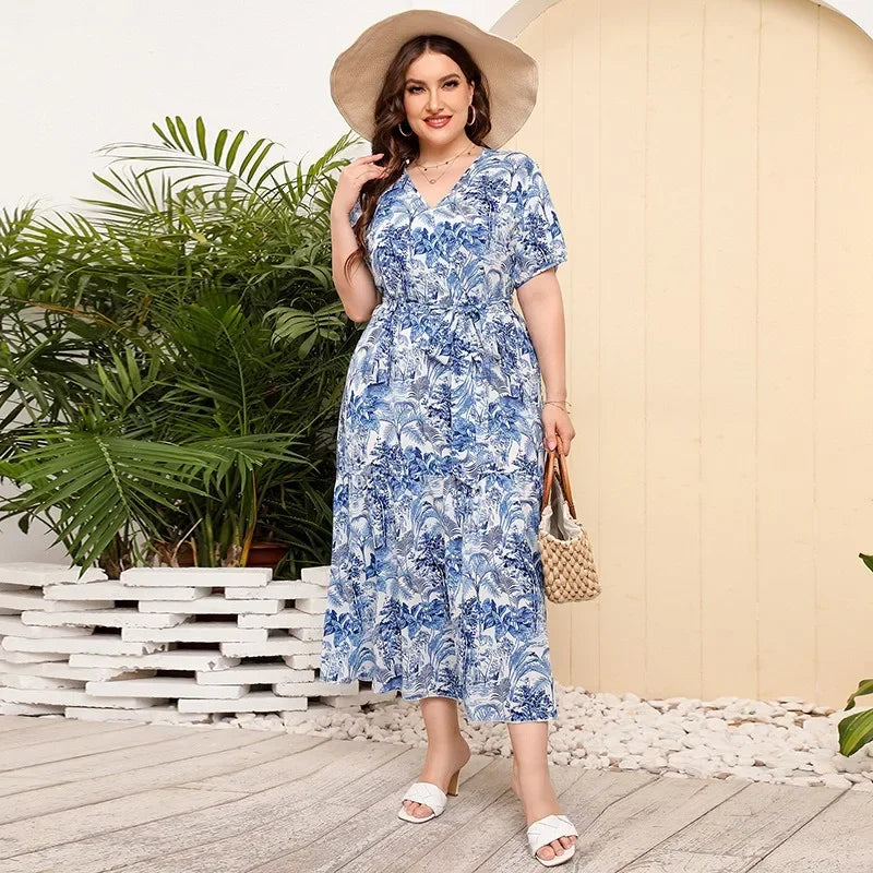 Bloemenjurk V-Hals Zomerjurk Luchtige Jurk voor Vrouw