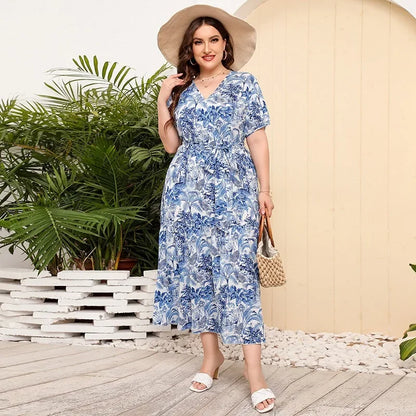 Bloemenjurk V-Hals Zomerjurk Luchtige Jurk voor Vrouw