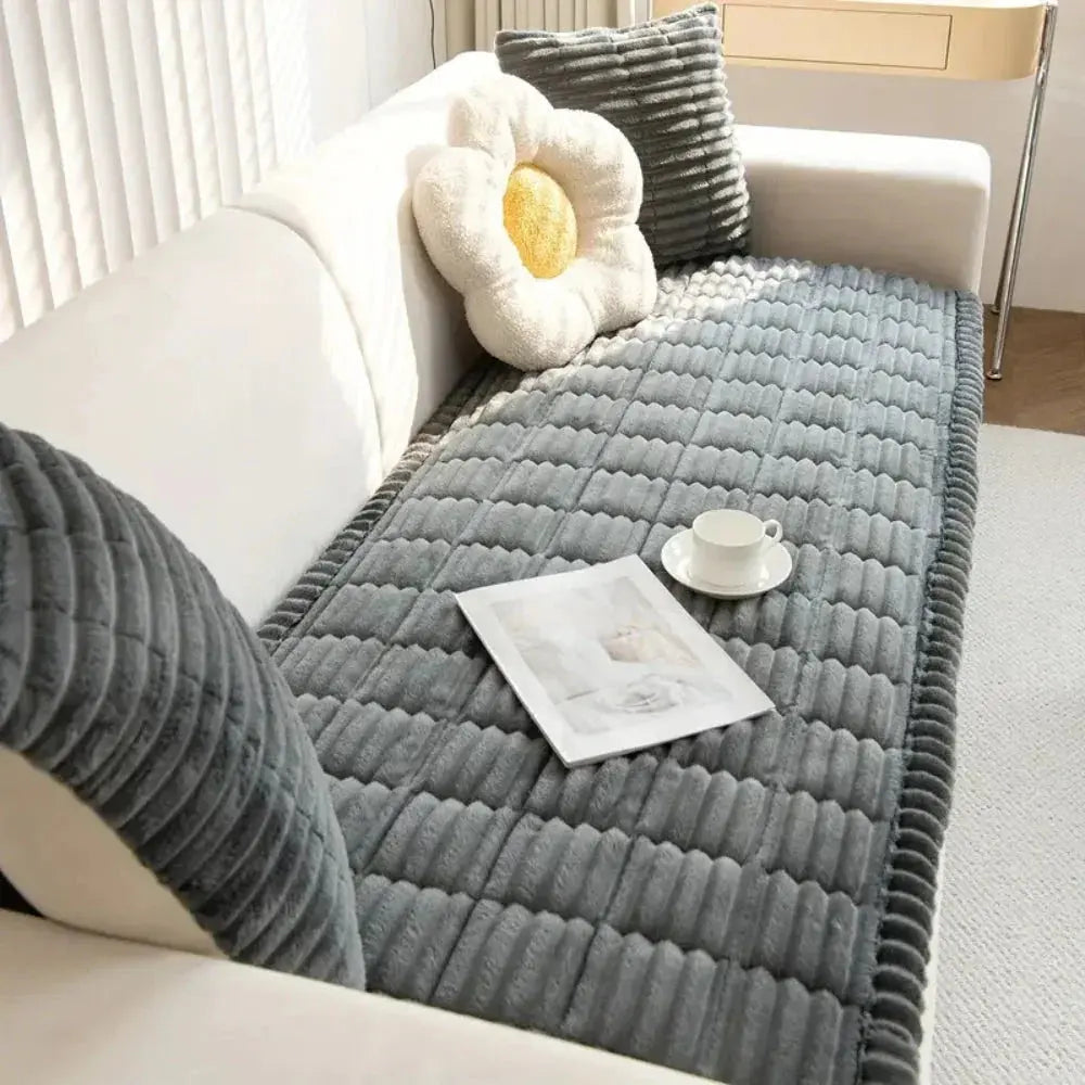 Elastische Jacquard Bankhoes met Ruches – Stretchfabric voor 3-Zits Bank en Fauteuil