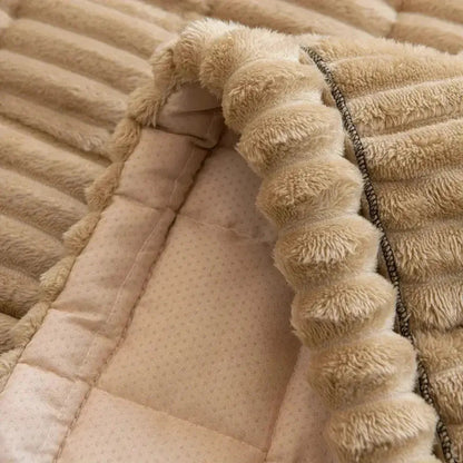 Elastische Jacquard Bankhoes met Ruches – Stretchfabric voor 3-Zits Bank en Fauteuil