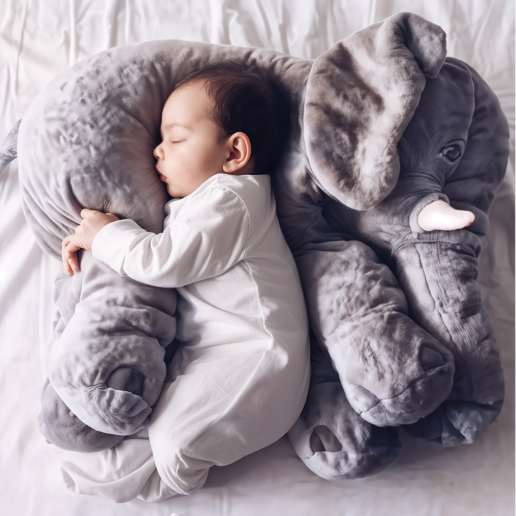 Pluche Olifant Knuffelkussen – Zacht Comfort Kussen voor Kinderkamer en Ontspanning