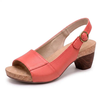 Dames Sandalen met Ronde Neus – Comfortabele Zomersandalen in Leer – Rubberen Zool