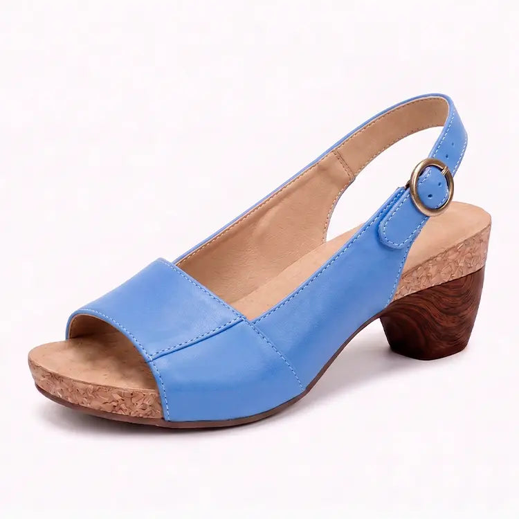 Dames Sandalen met Ronde Neus – Comfortabele Zomersandalen in Leer – Rubberen Zool