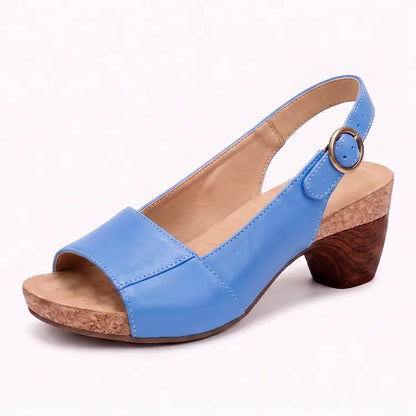 Dames Sandalen met Ronde Neus – Comfortabele Zomersandalen in Leer – Rubberen Zool
