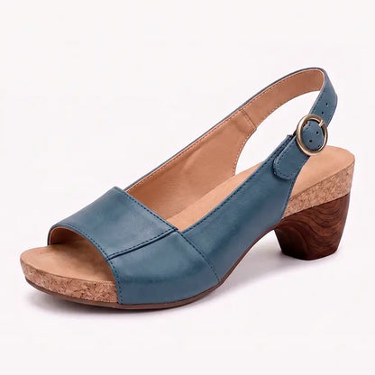 Dames Sandalen met Ronde Neus – Comfortabele Zomersandalen in Leer – Rubberen Zool